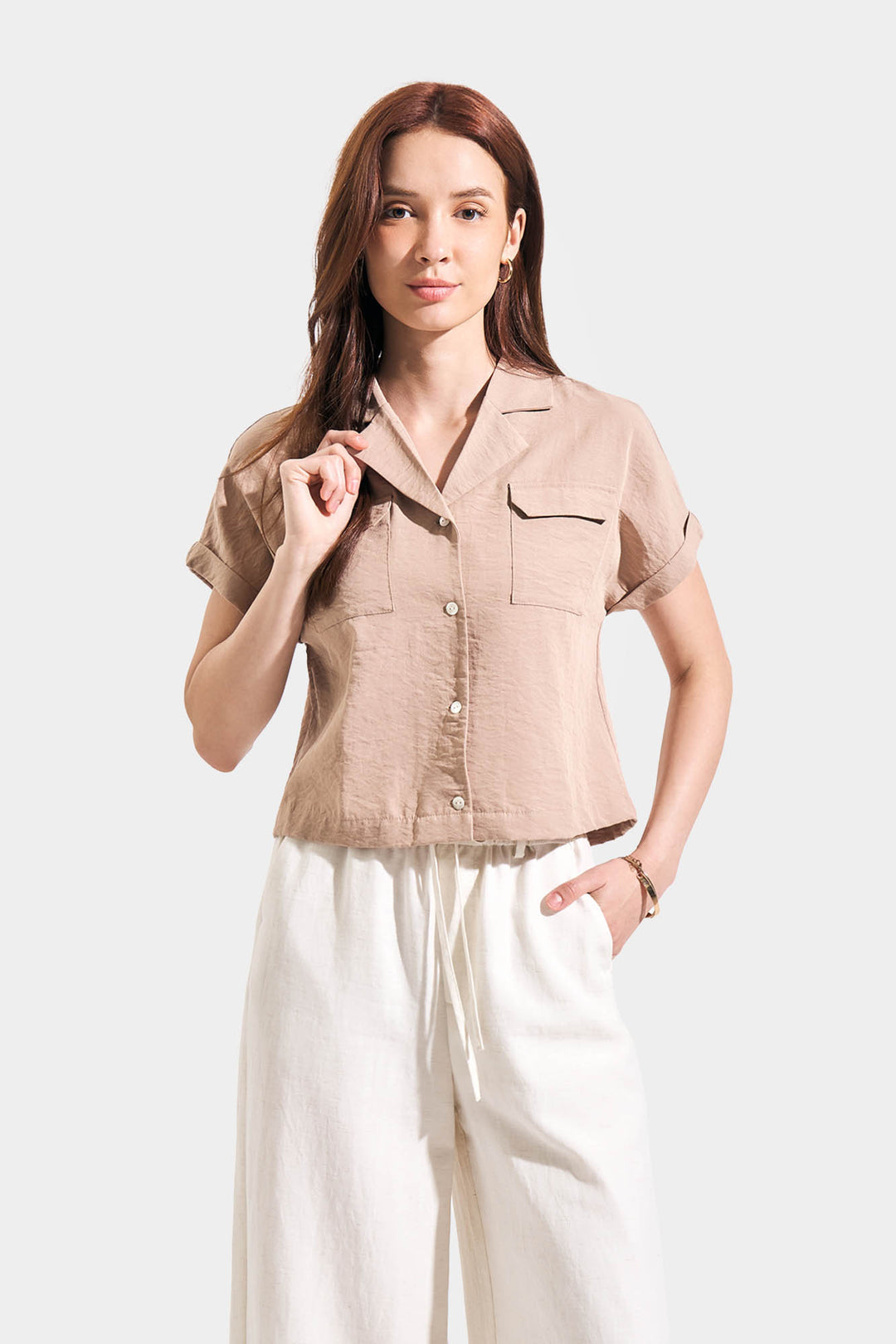 Textured Collared Top