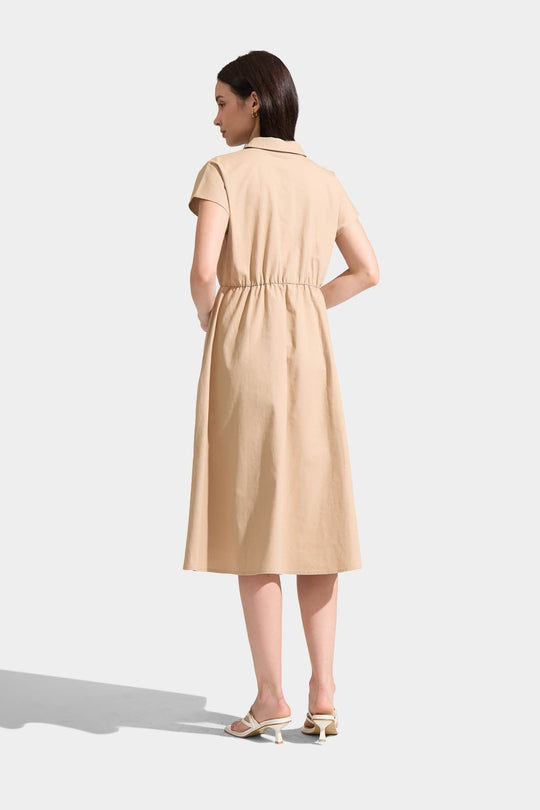 Extended Sleeve Button Down Midi Dress