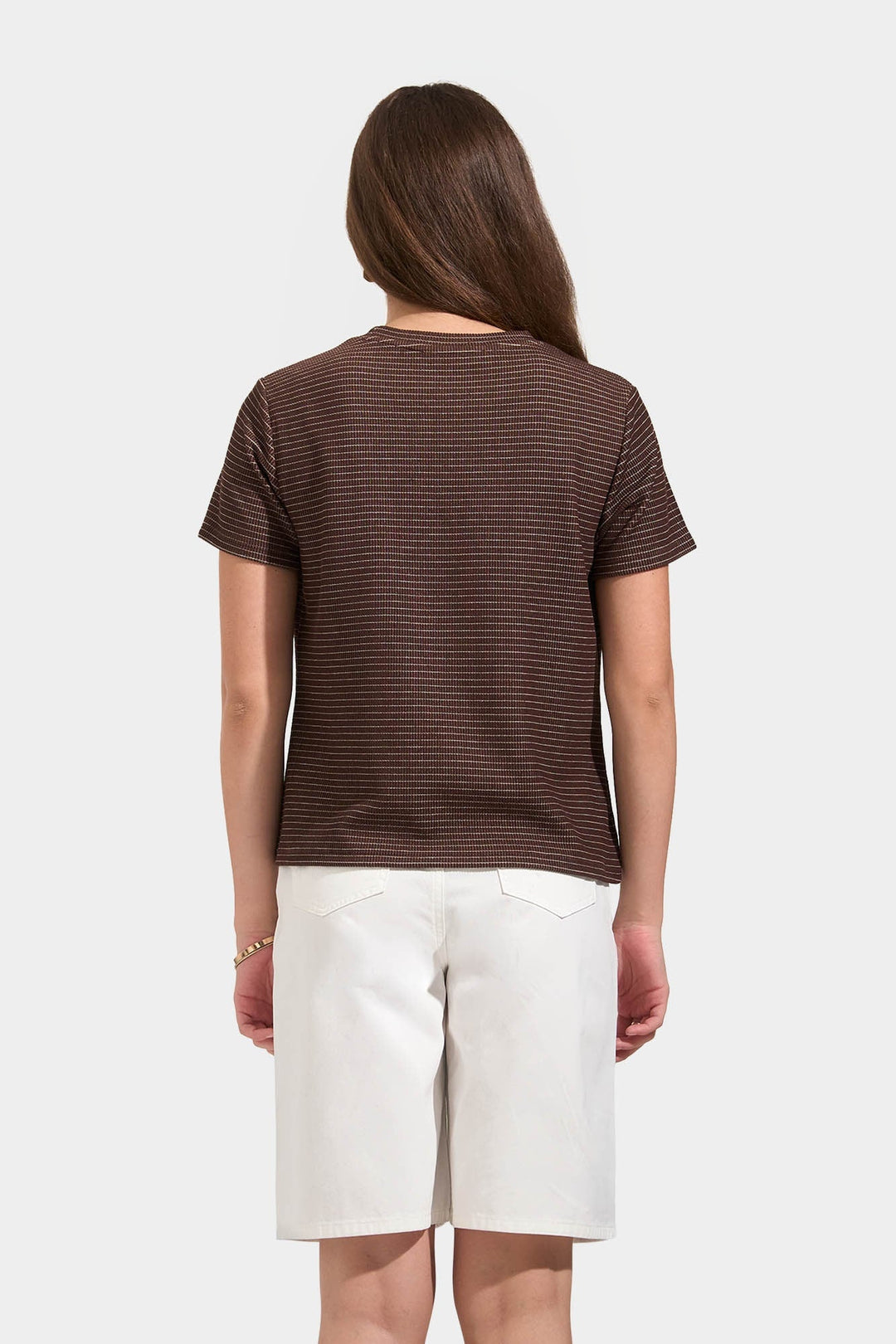 Striped Ribbed Knit T-Shirt