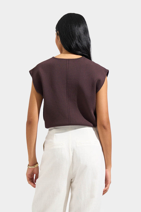Split Neck Flat Knit Top