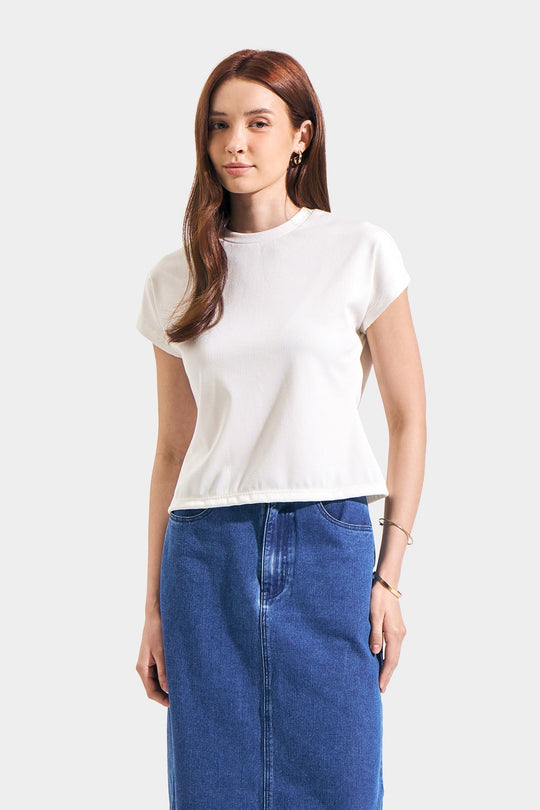 Ribbed Knit T-Shirt