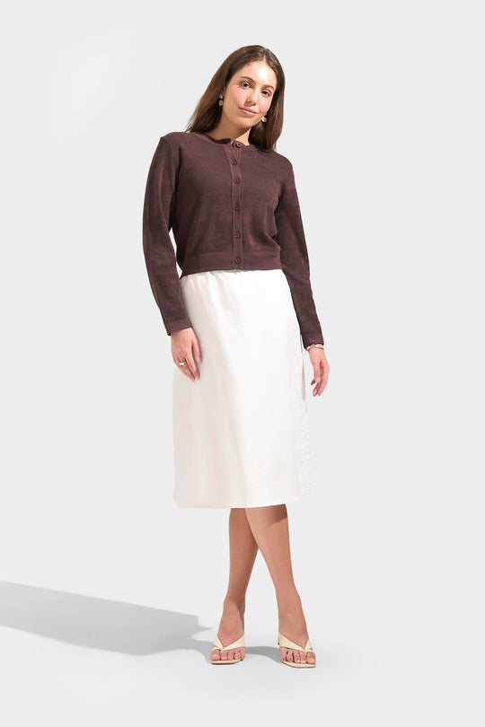 Floral Jacquard Flat Knit Cardigan
