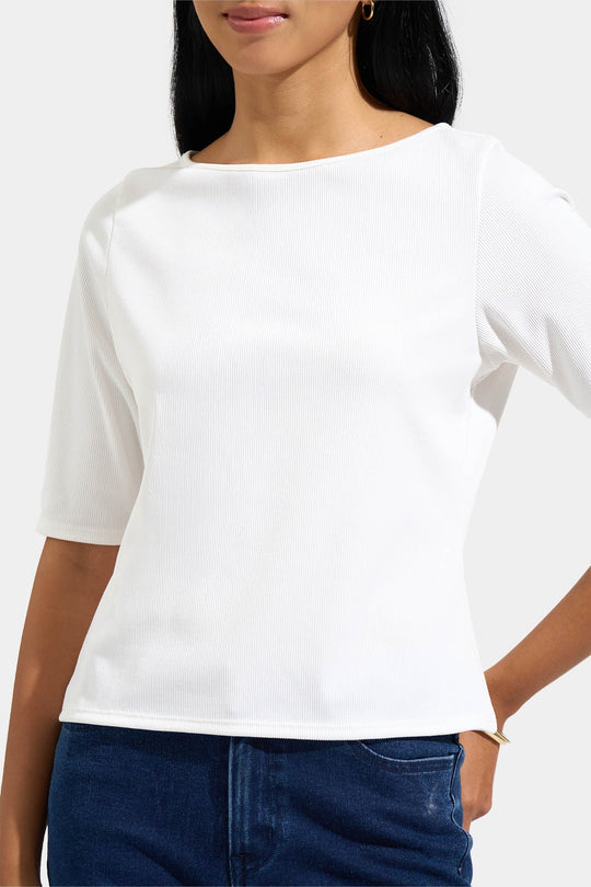 Ribbed Quarter Sleeve Tee