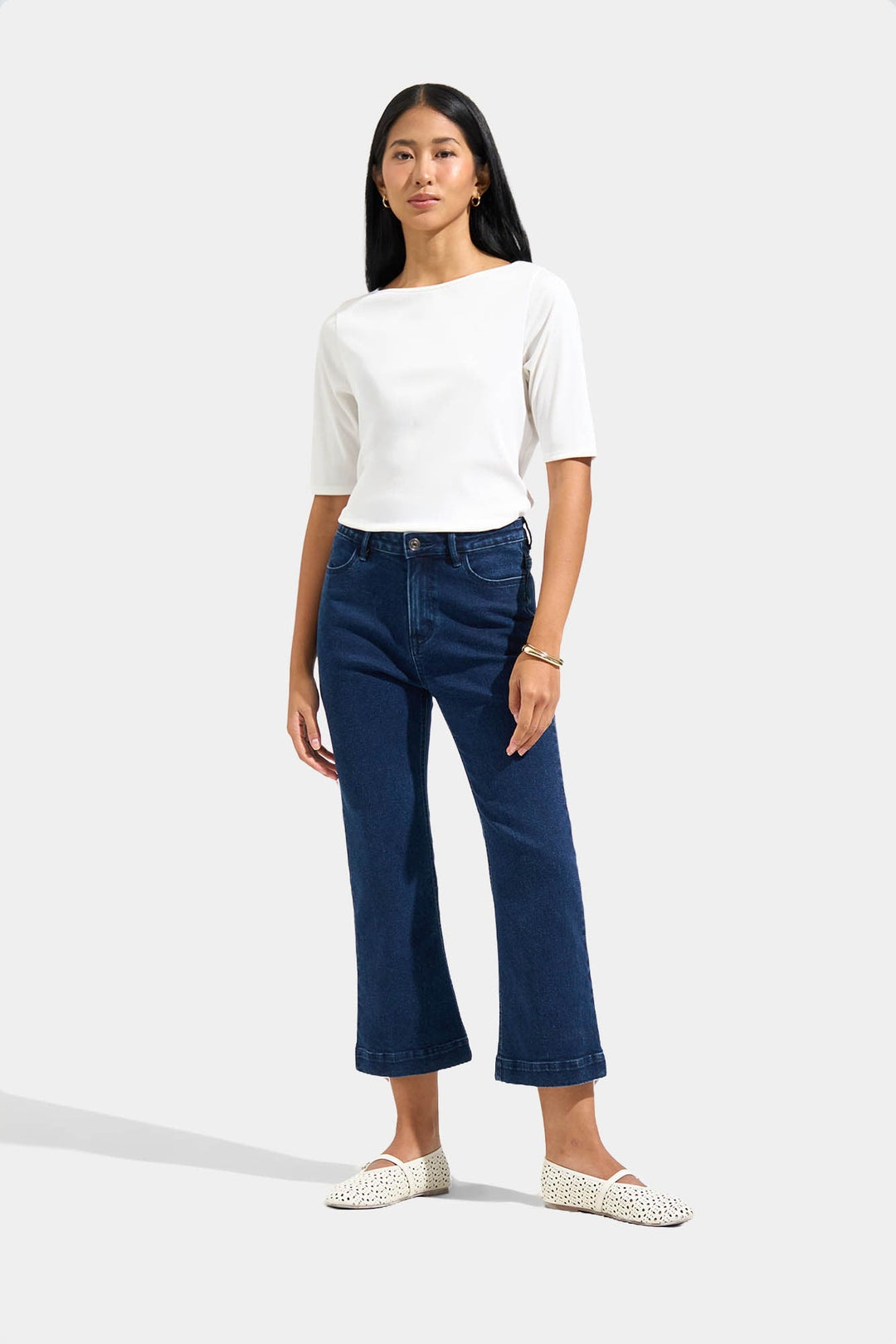 Ribbed Quarter Sleeve Tee