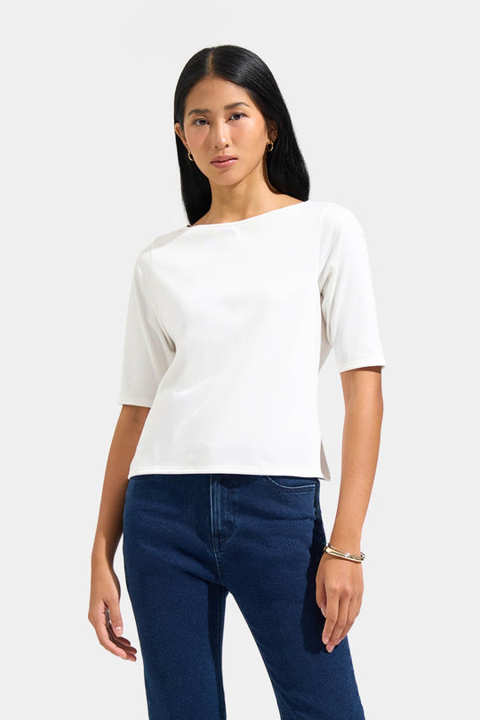 Ribbed Quarter Sleeve Tee