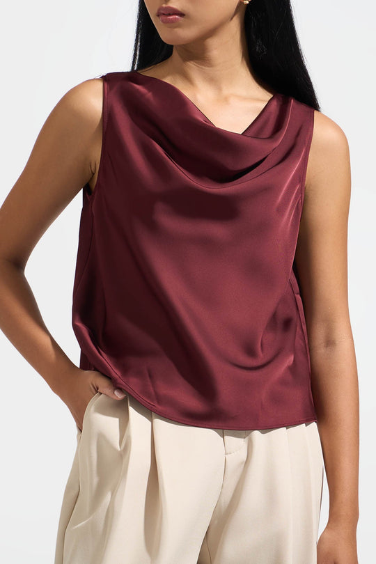 Sleeveless Cowl Neck Top