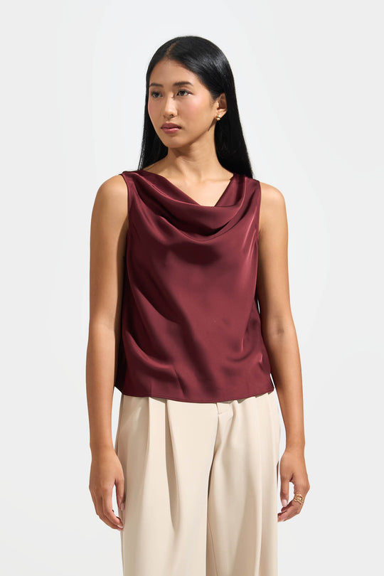 Sleeveless Cowl Neck Top