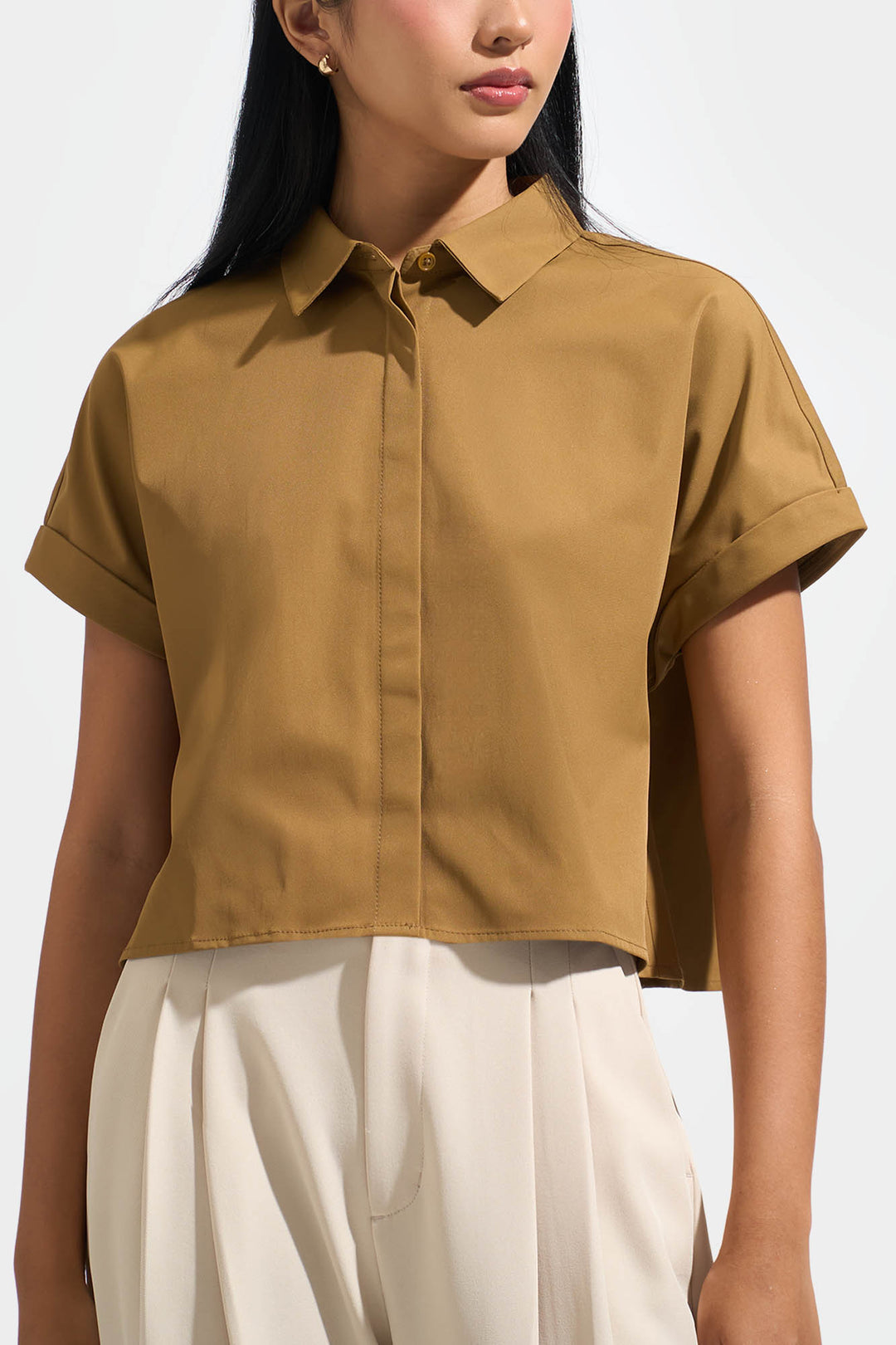 Collared Button Down Shirt with Tie