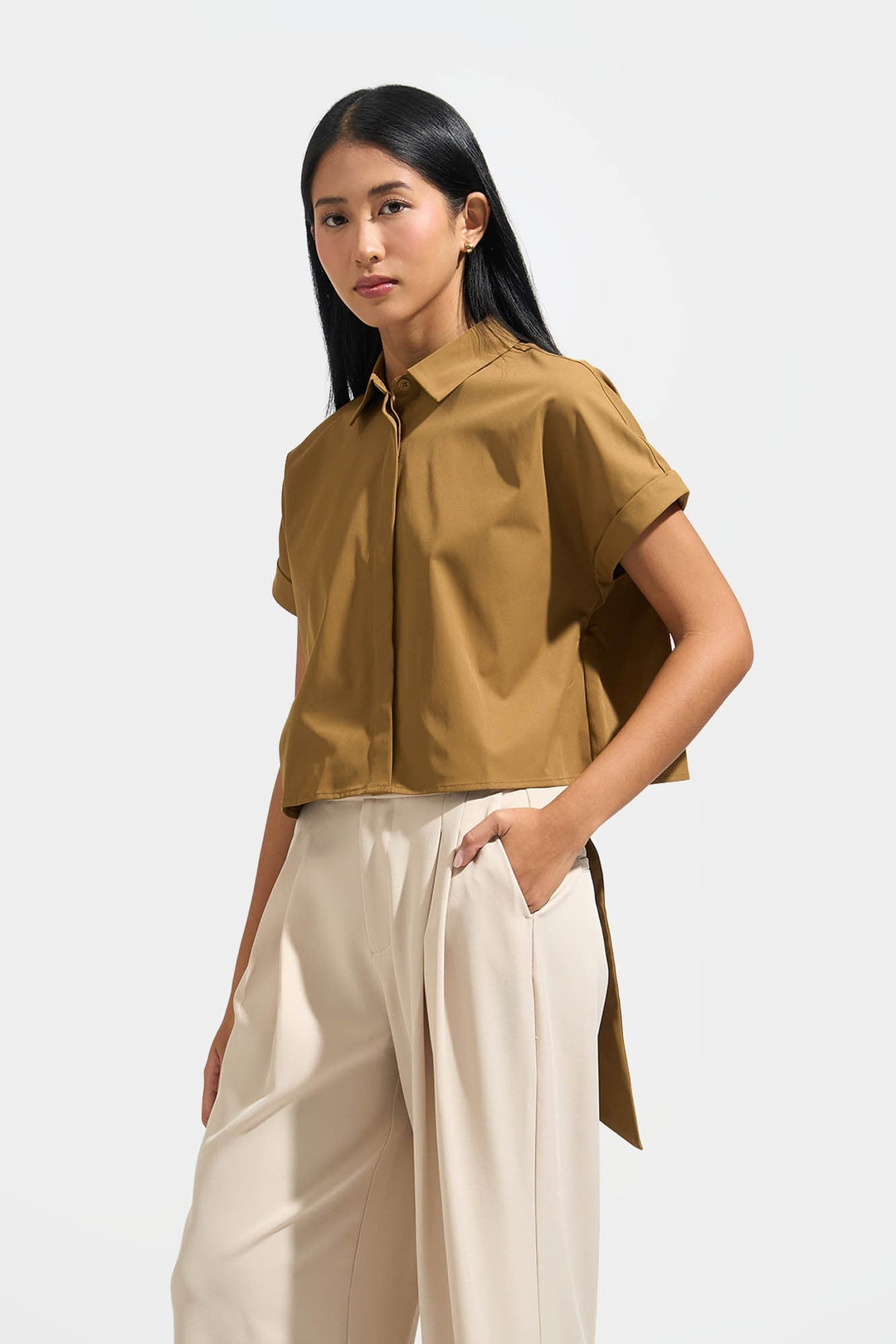 Collared Button Down Shirt with Tie