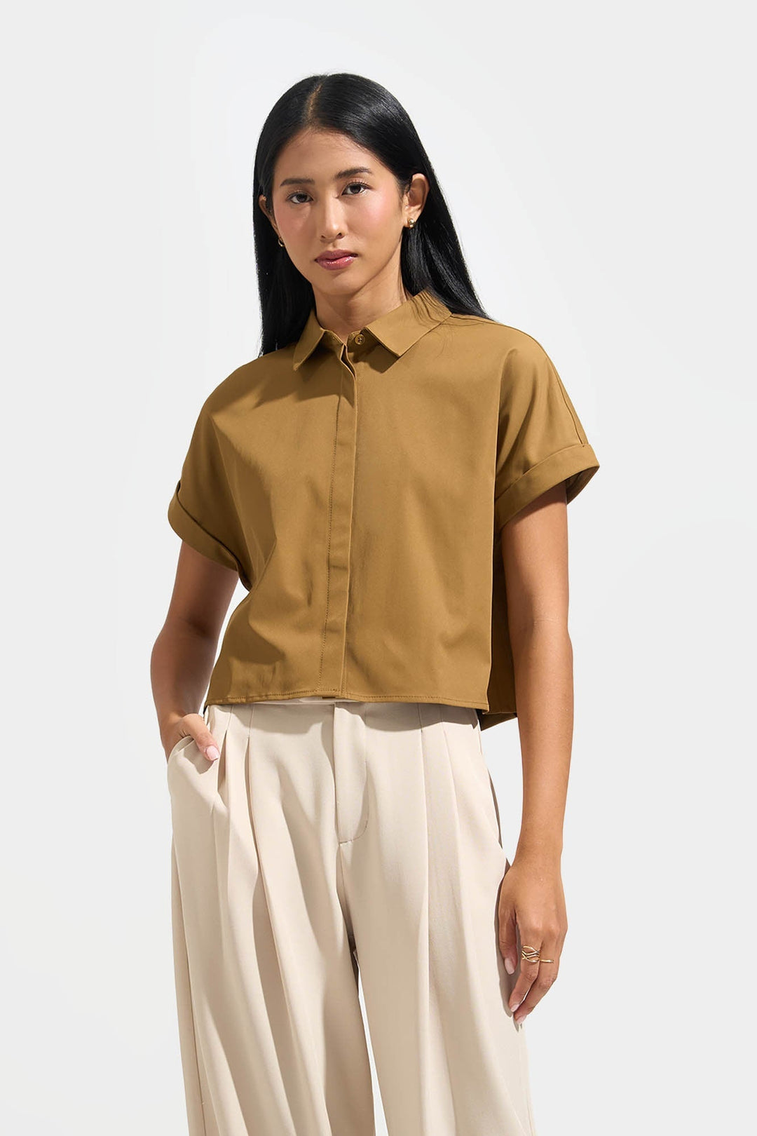 Collared Button Down Shirt with Tie