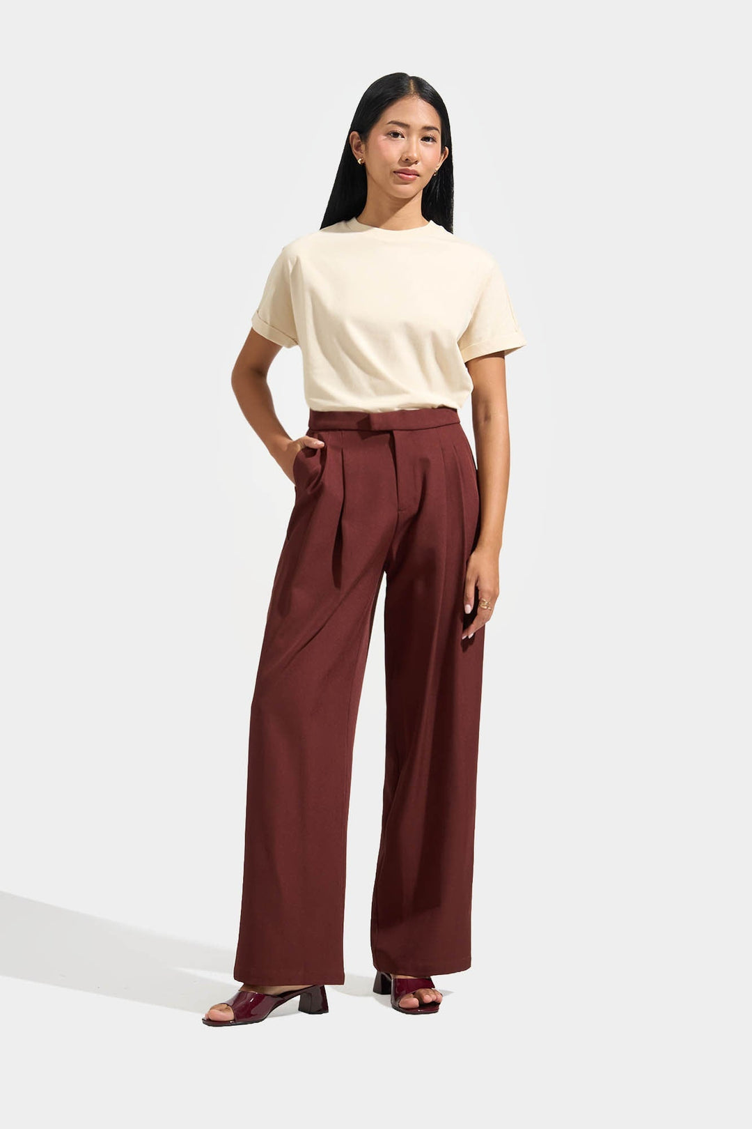Straight Leg Trousers with Extended Tab Detail