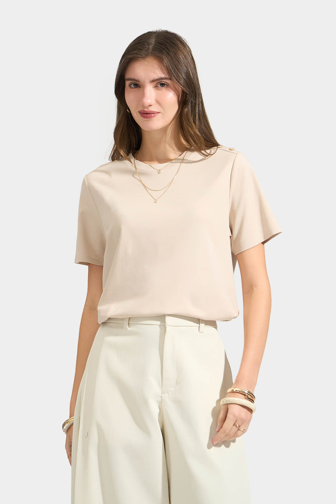 T-Shirt with Button Detail