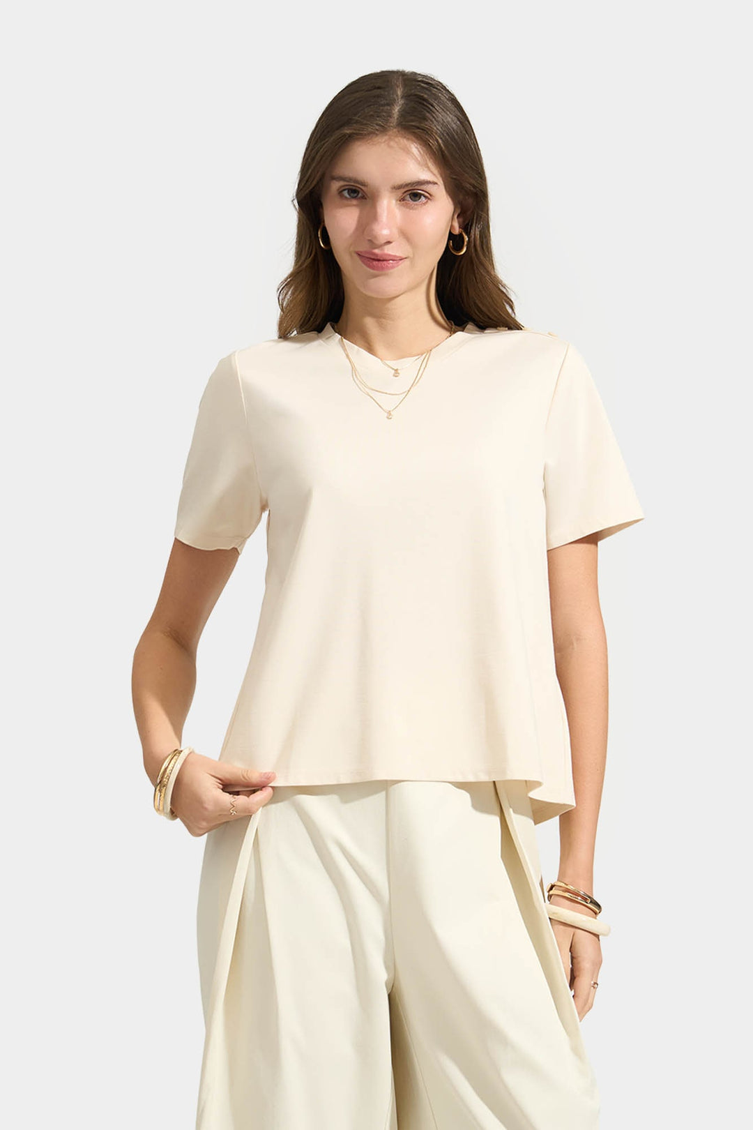 T-Shirt with Button Detail