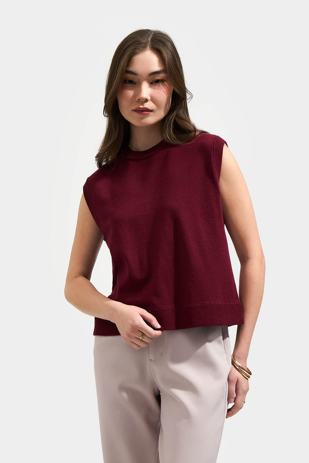 Sleeveless Flat Knit Top