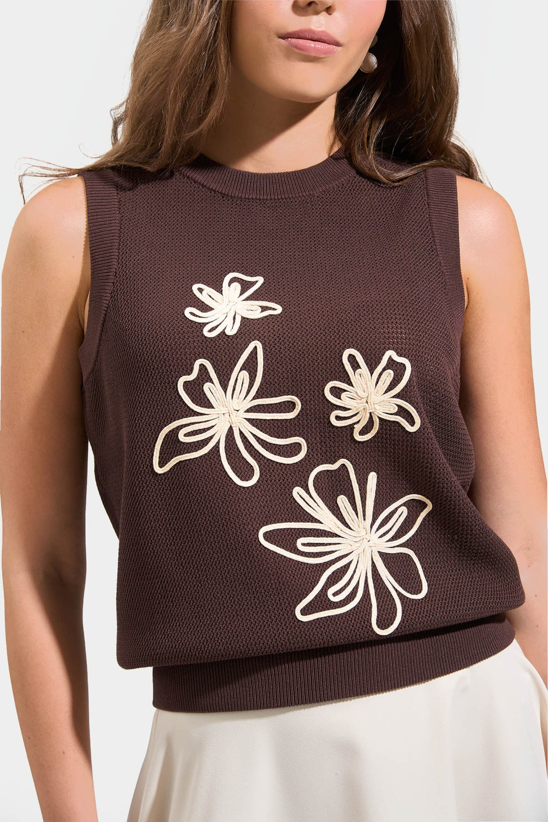 Flat Knit Tank Top with Applique