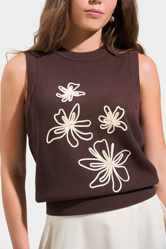 Flat Knit Tank Top with Applique