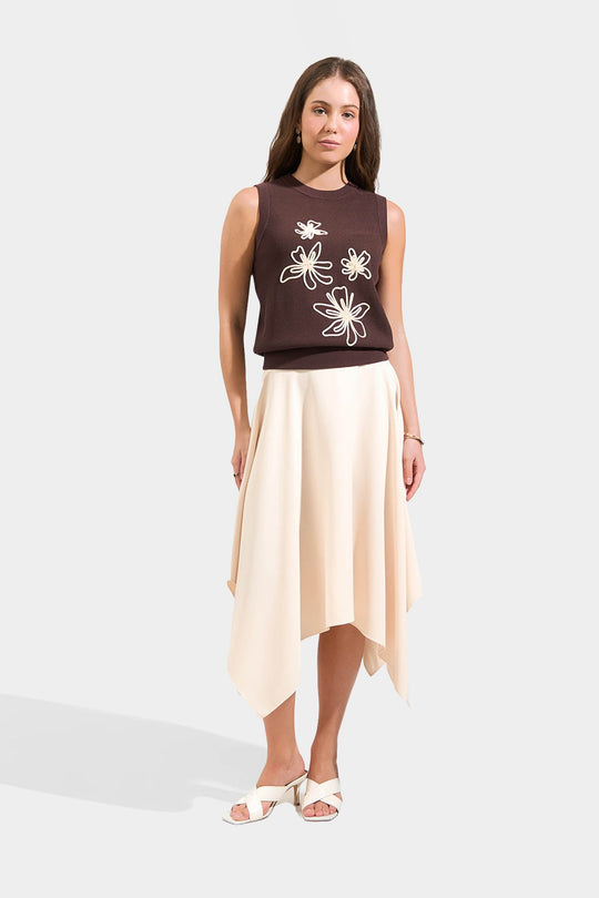 Flat Knit Tank Top with Applique