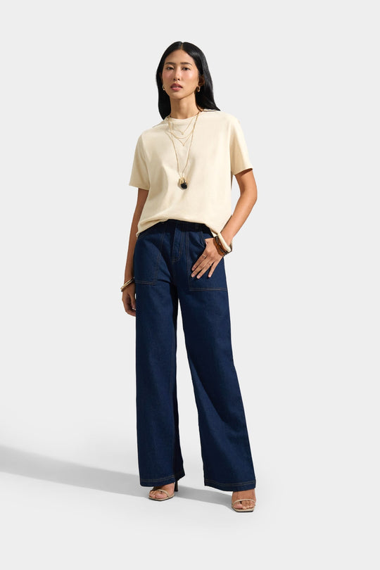 Straight Leg Jeans with Patch Pocket Detail