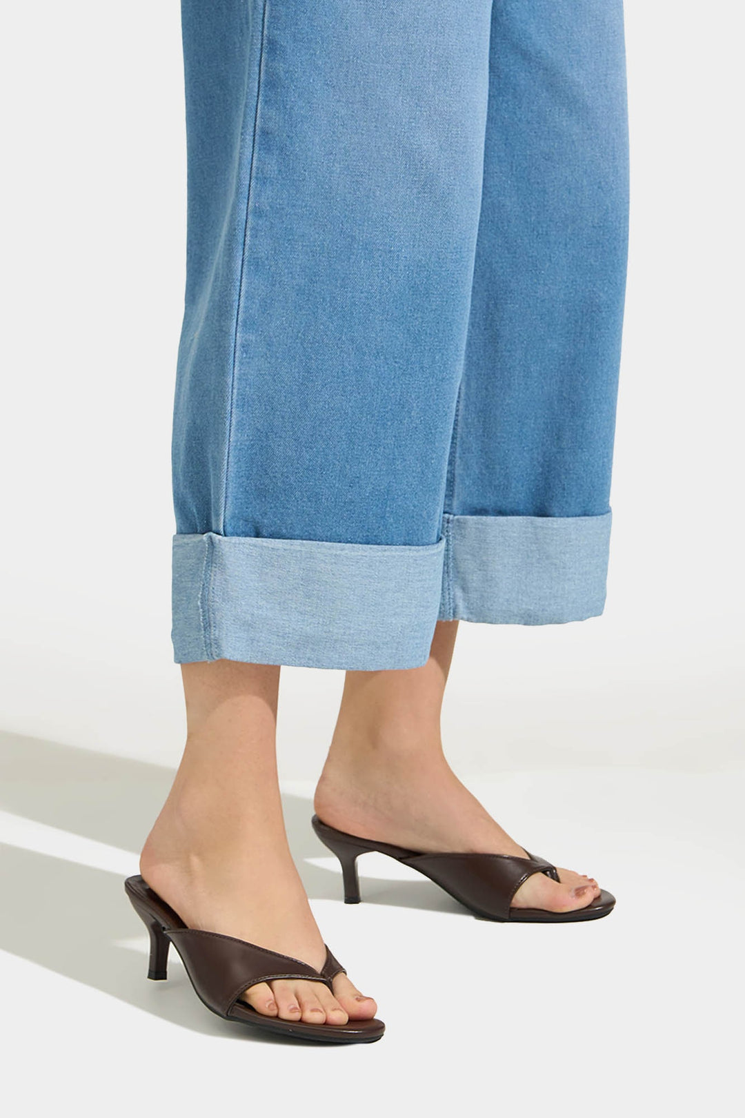 Denim Culottes with Folded Hem Detail