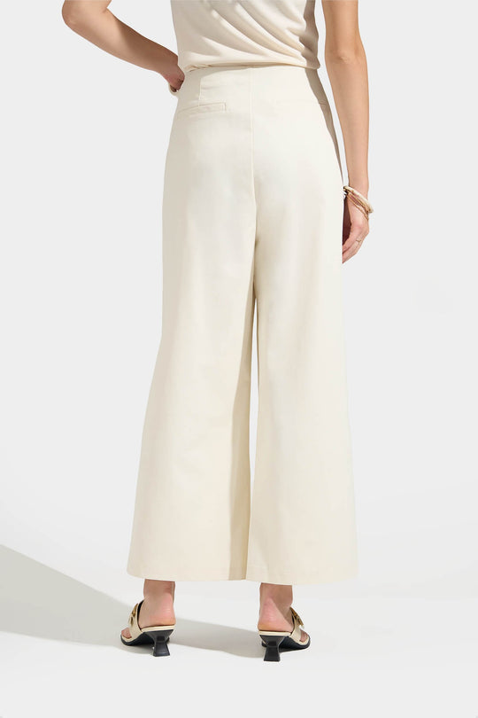 Straight Leg Trousers with Overlap Pleat