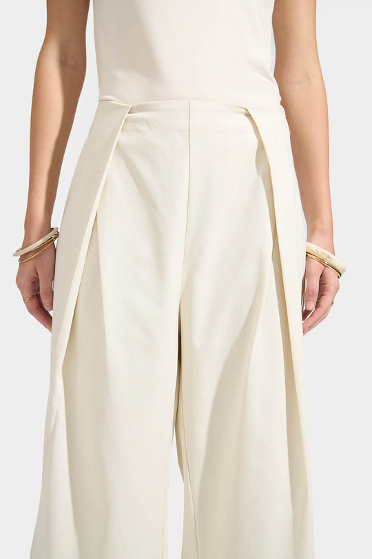 Straight Leg Trousers with Overlap Pleat
