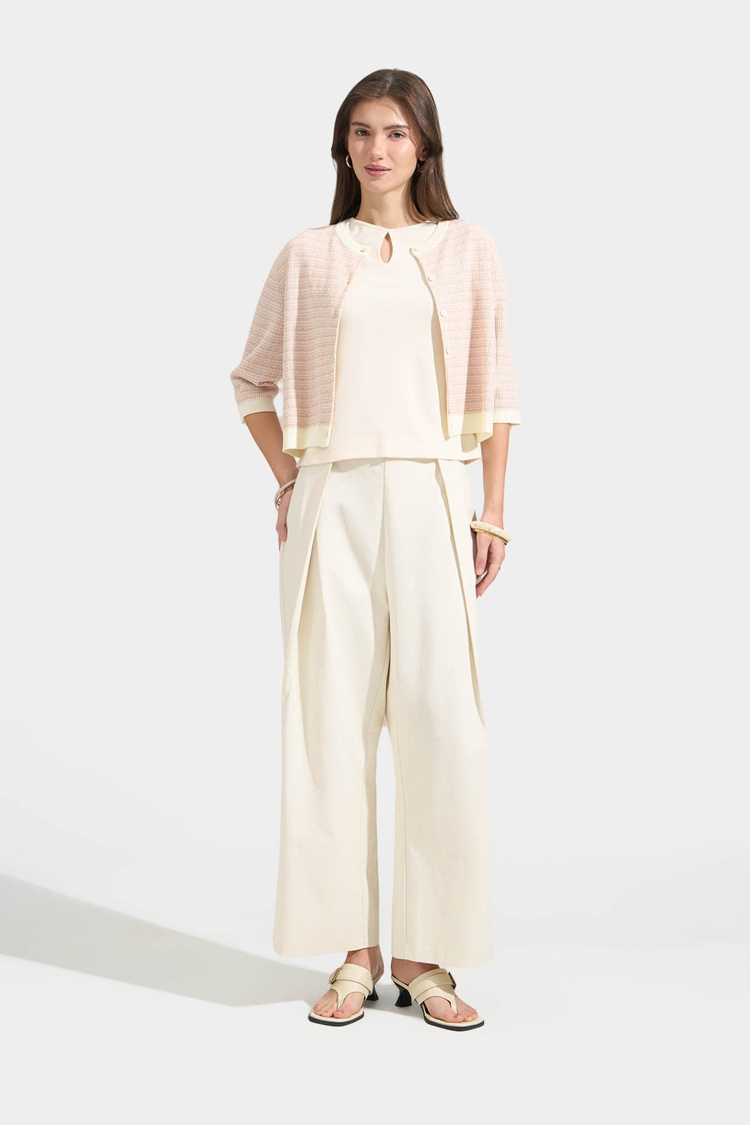 Straight Leg Trousers with Overlap Pleat