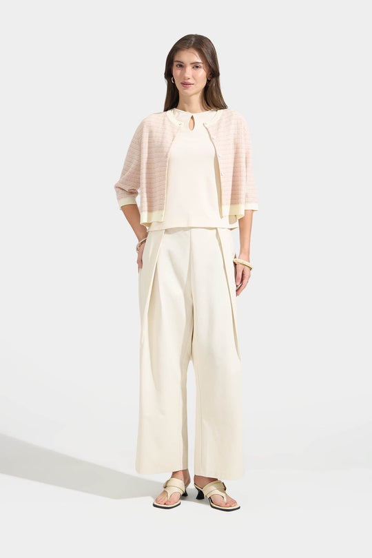Straight Leg Trousers with Overlap Pleat