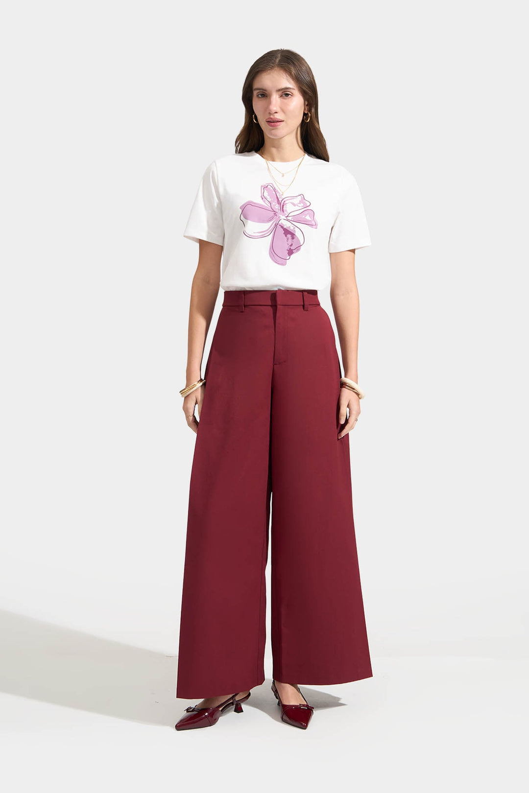 Straight Leg Trousers with Side Pleat