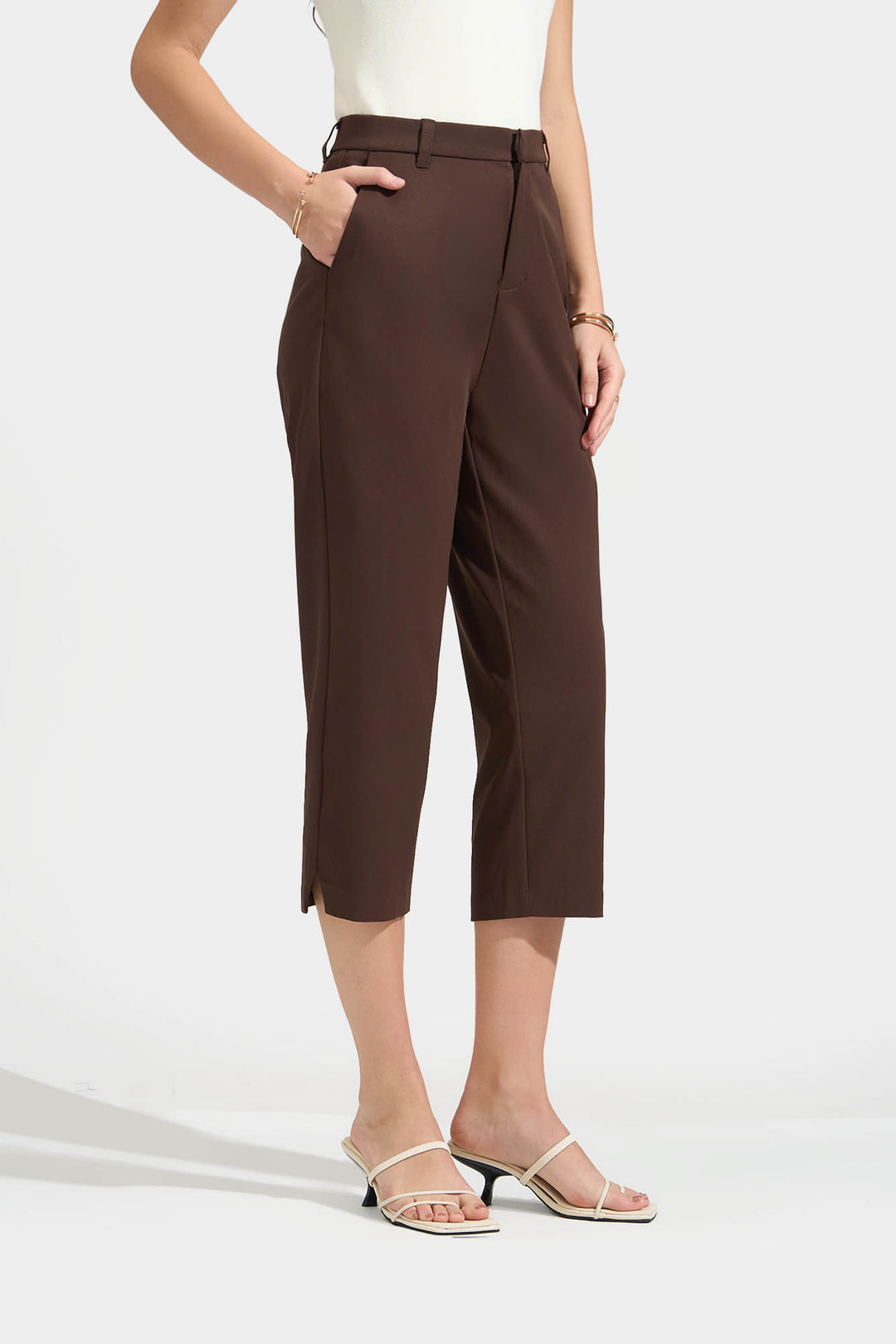 Capri Trousers with Side Slit