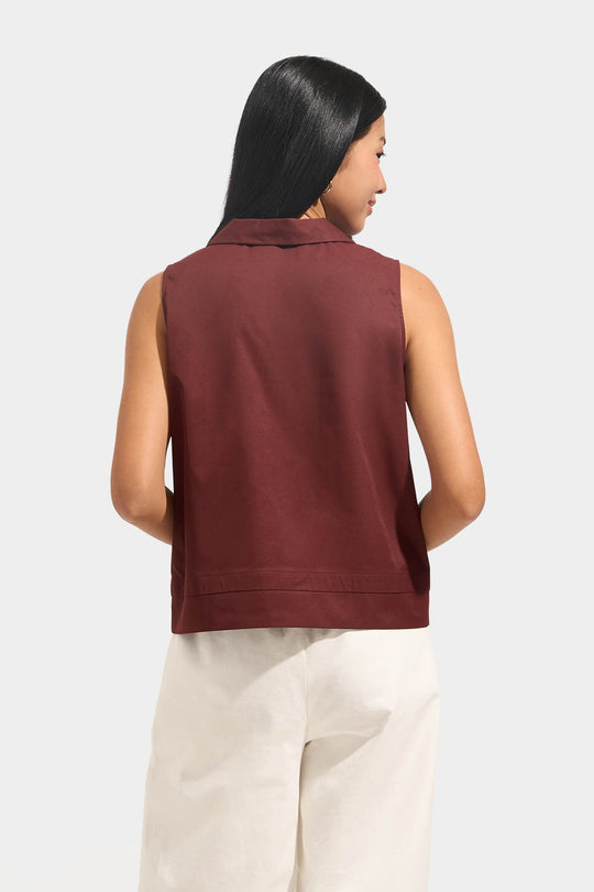 Sleeveless Shirt with Twofer Detail