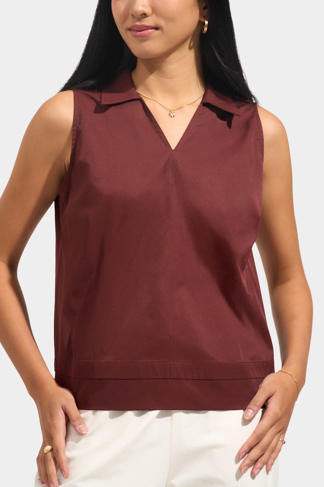 Sleeveless Shirt with Twofer Detail