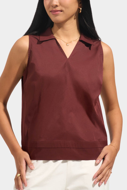 Sleeveless Shirt with Twofer Detail