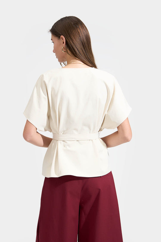 Belted V-Neck Top