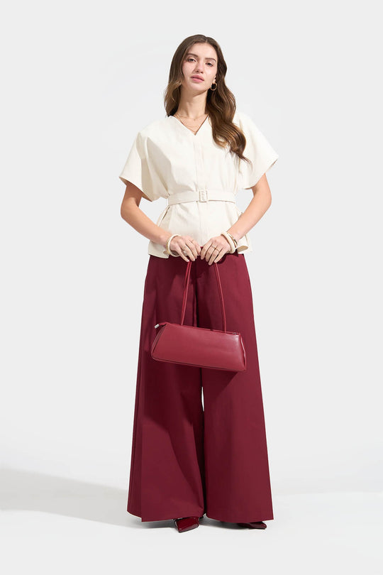 Belted V-Neck Top