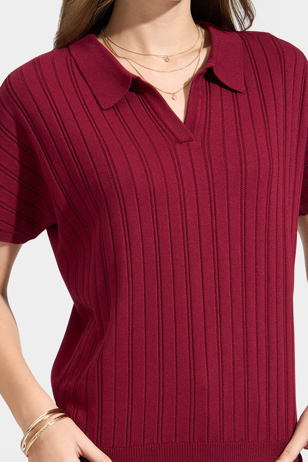 Collared Flat Knit Top
