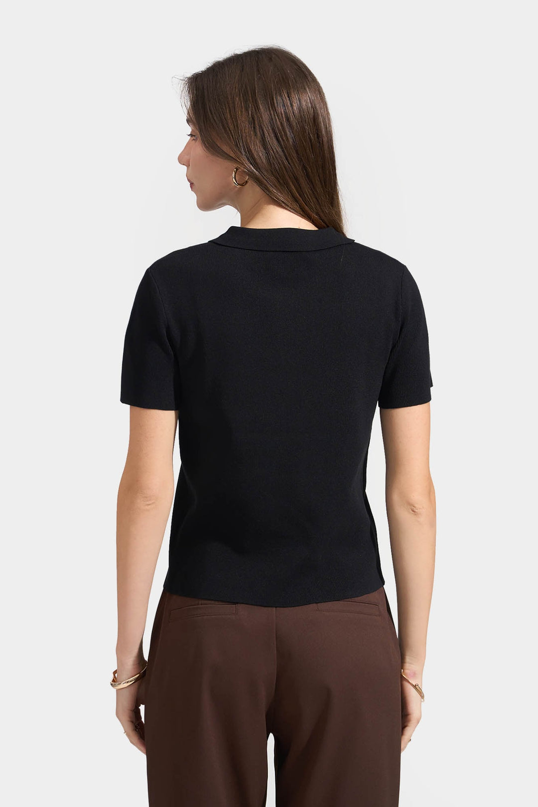 Collared Flat Knit Top