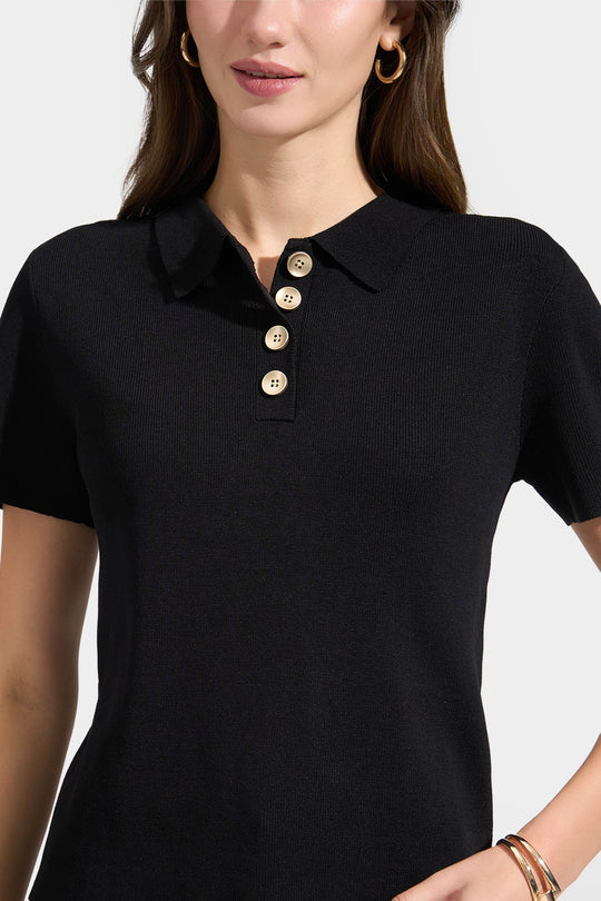 Collared Flat Knit Top