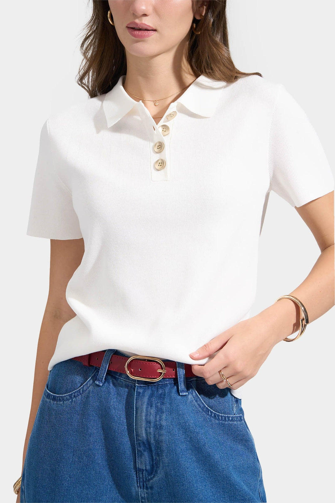 Collared Flat Knit Top