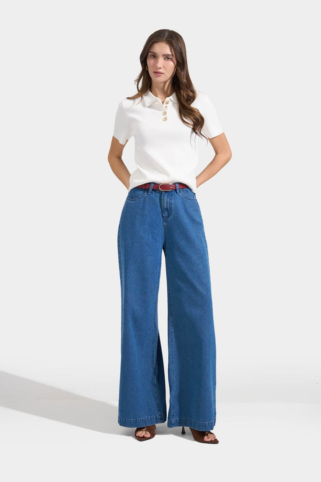 Collared Flat Knit Top
