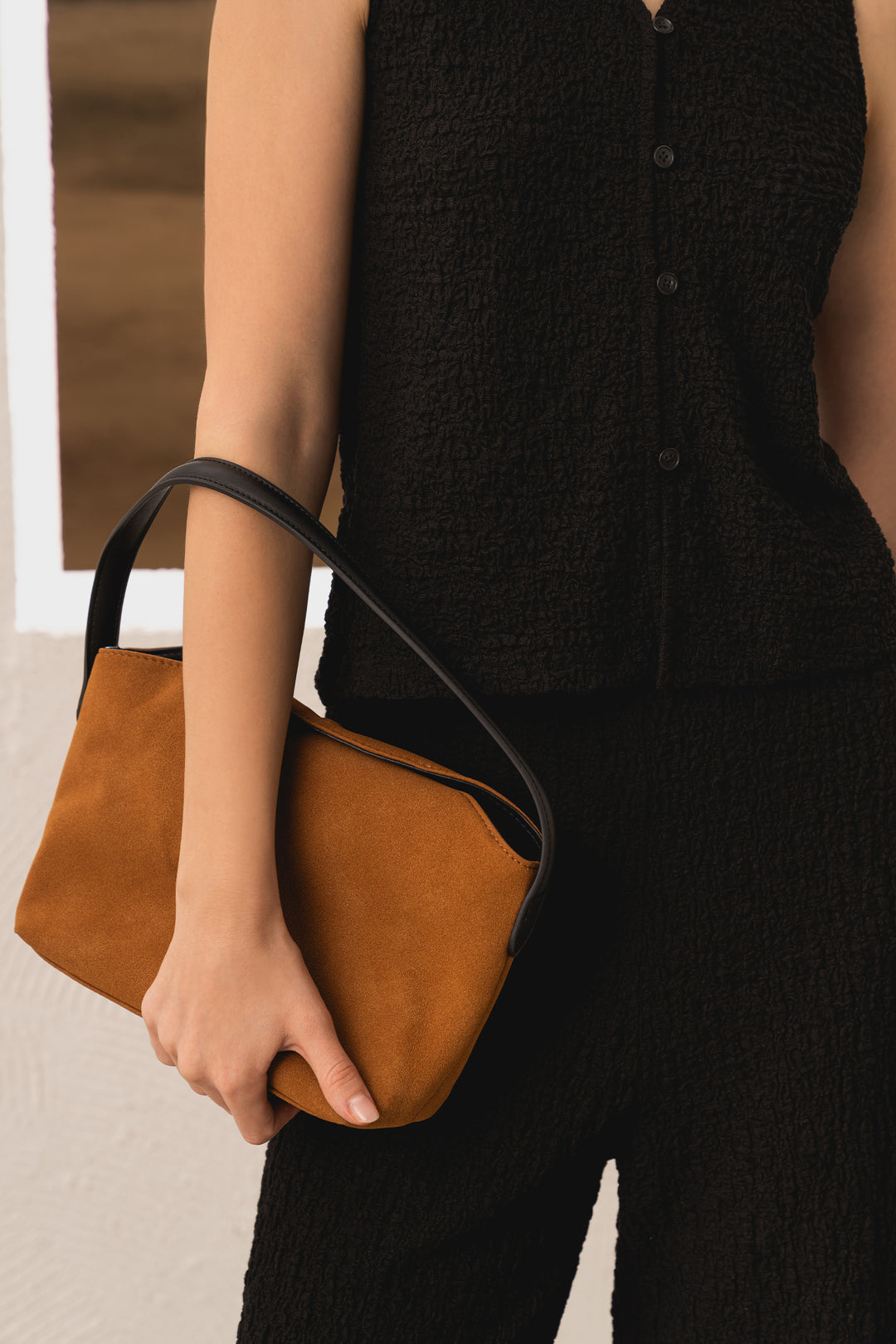 Two Tone Suede Hand Bag