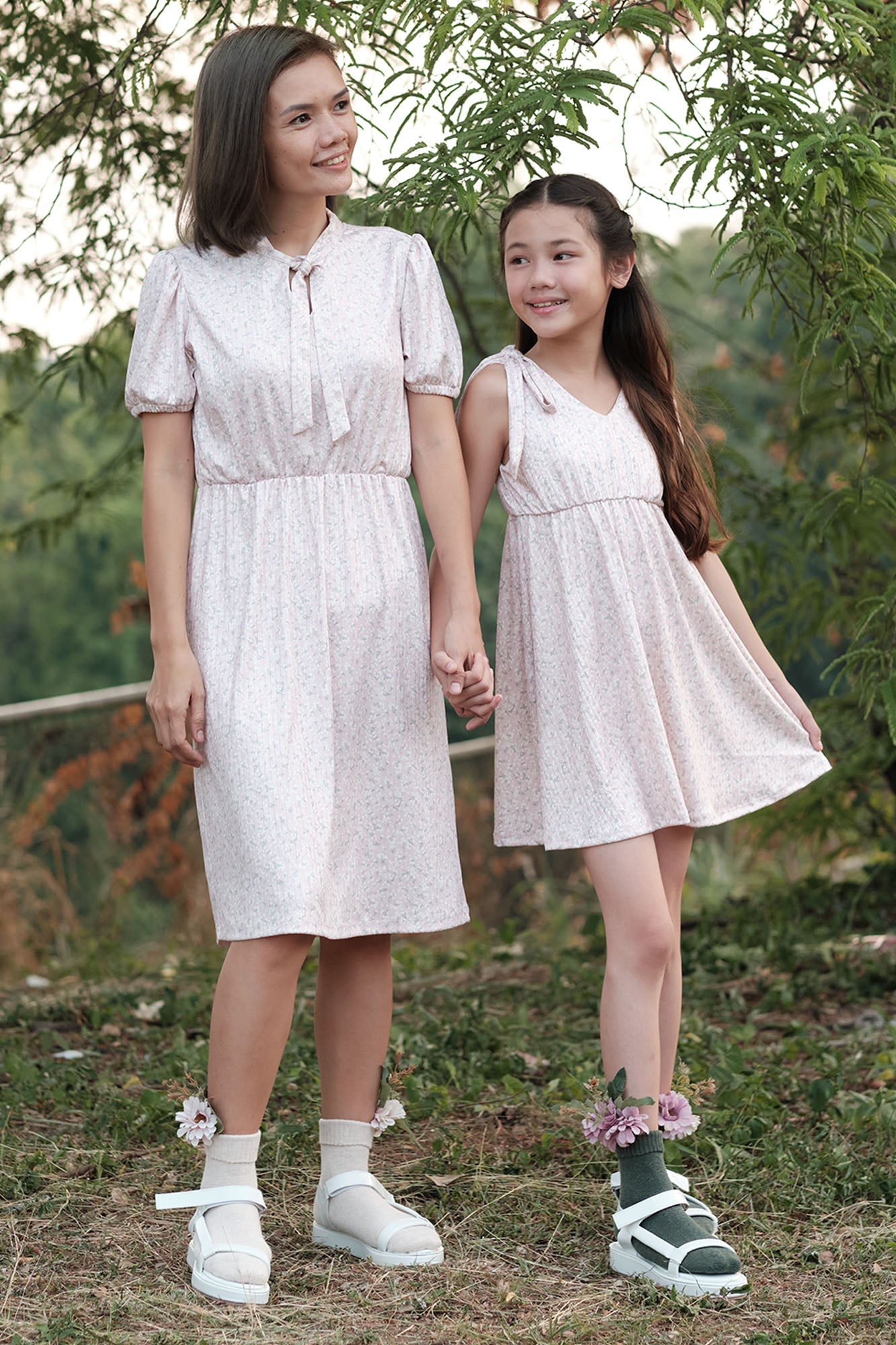 Kids Floral All Over Print Sleeveless Ribbon Dress