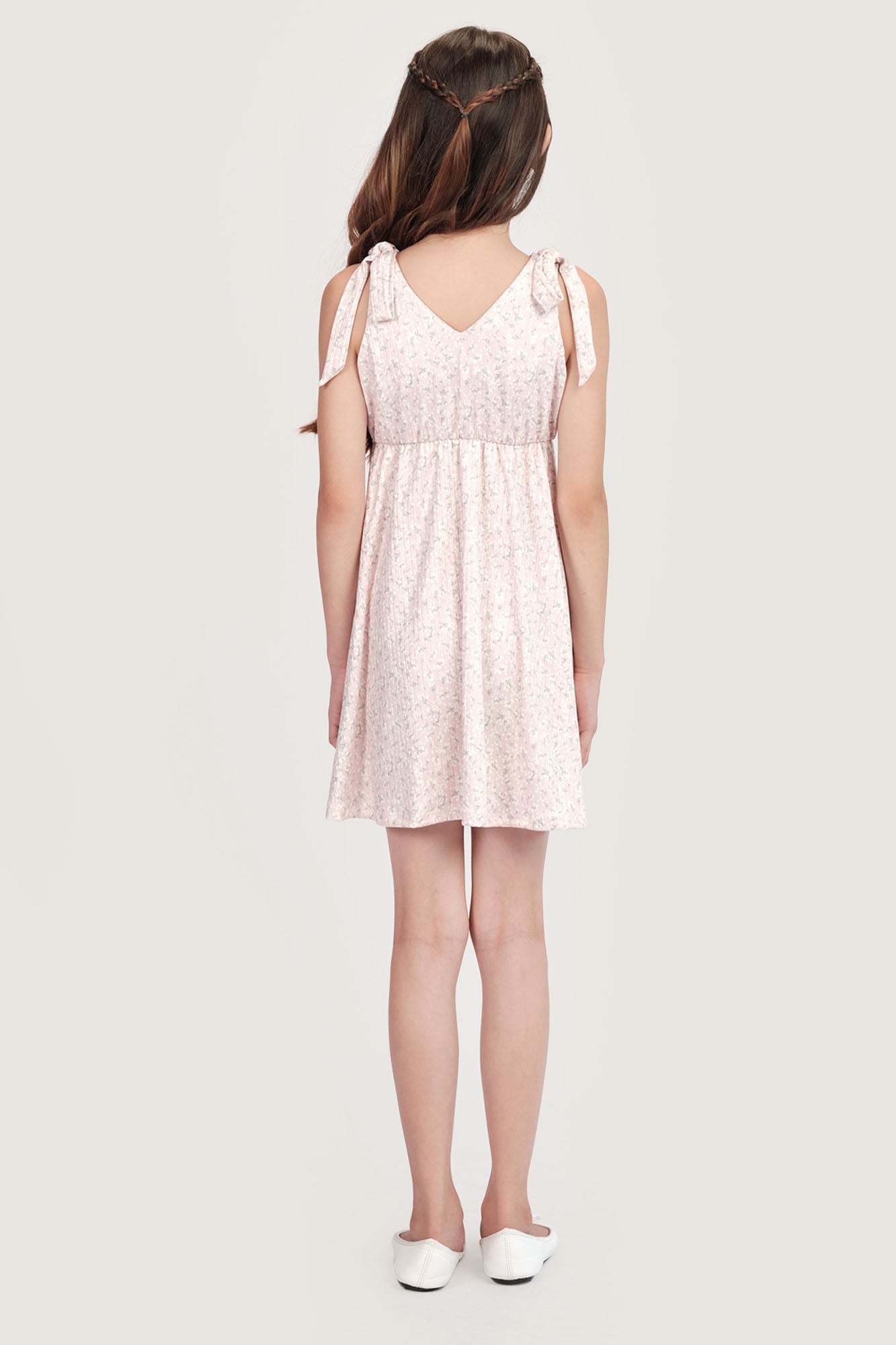 Kids Floral All Over Print Sleeveless Ribbon Dress
