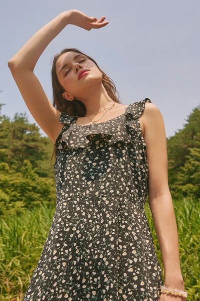 All Over Print Floral Sleeveless Dress