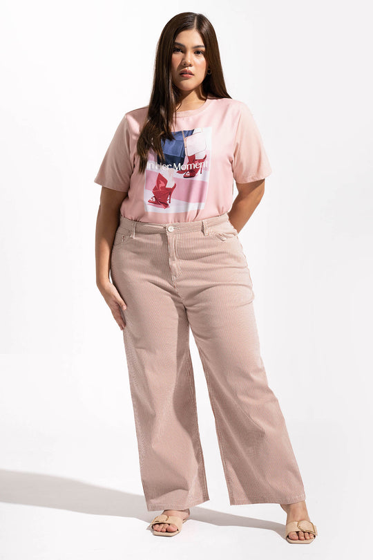 Ankle Length Relaxed Pinstriped Pants