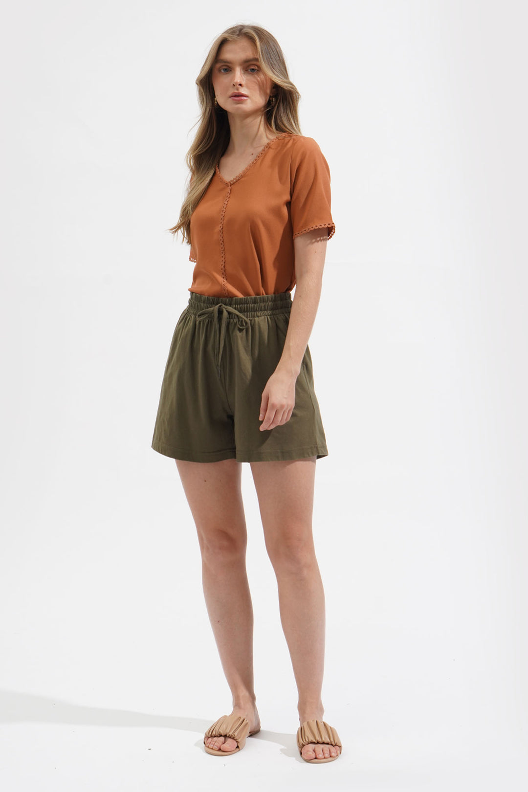 Drawstring Pull Up Shorts