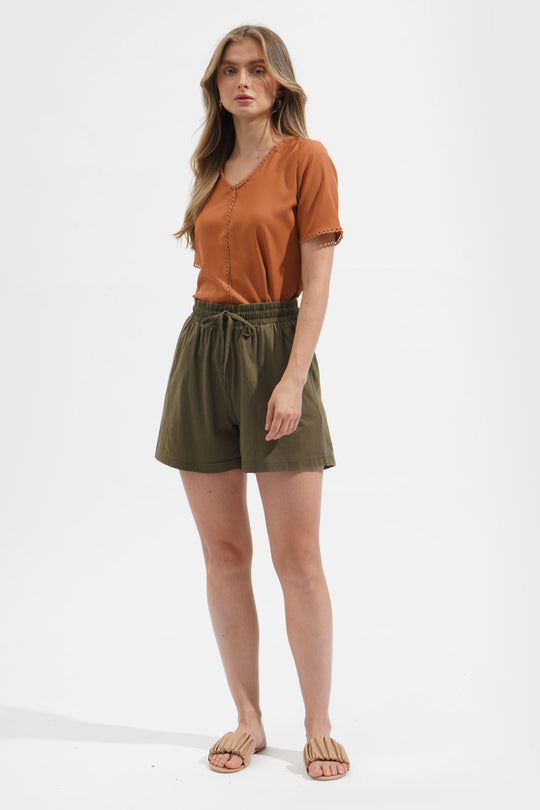 Drawstring Pull Up Shorts