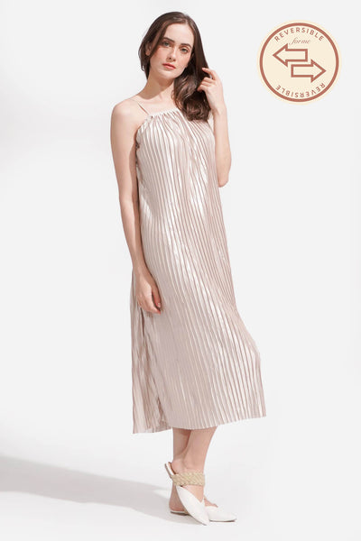 Reversible Sleeveless Pleated Dress