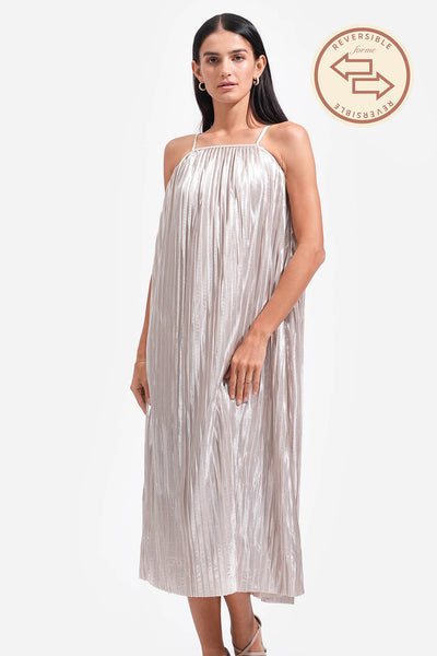 Reversible Sleeveless Pleated Dress