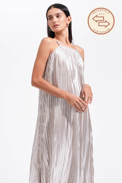 Reversible Sleeveless Pleated Dress
