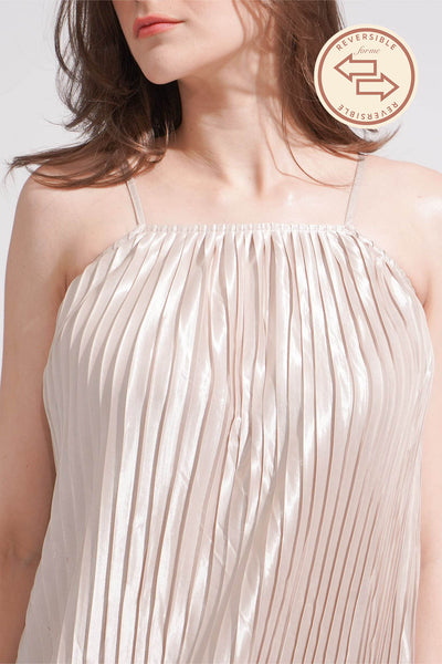 Reversible Sleeveless Pleated Dress